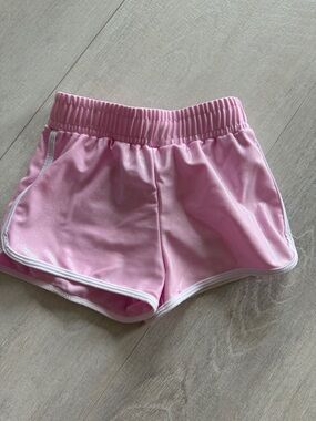 Flap Happy Pink Girls Athletic Shorts with White Trim